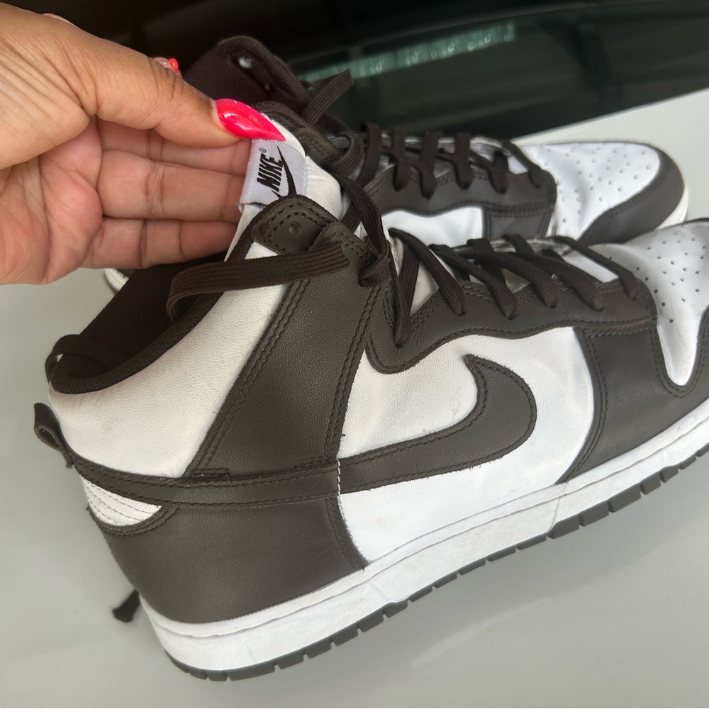 Nike Men's Dark Brown and White High-Top Sneakers